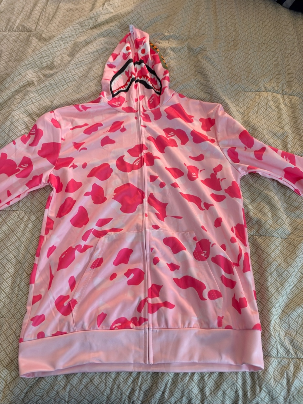 Bape Pink & Hot Pink Camo Shark Zip Hoodie BAPE